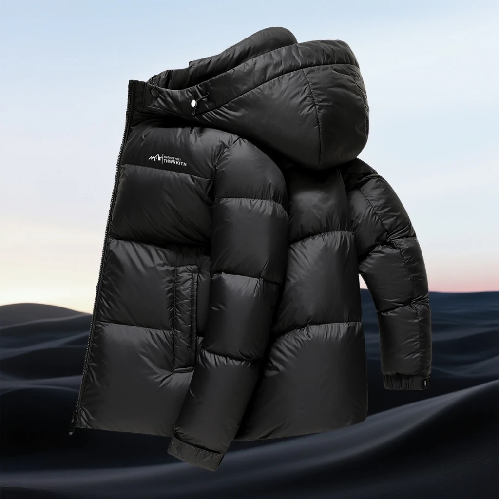 巴赛娜缇时尚休闲加厚羽绒服男短款冬季新款可拆卸帽休闲鸭绒外套