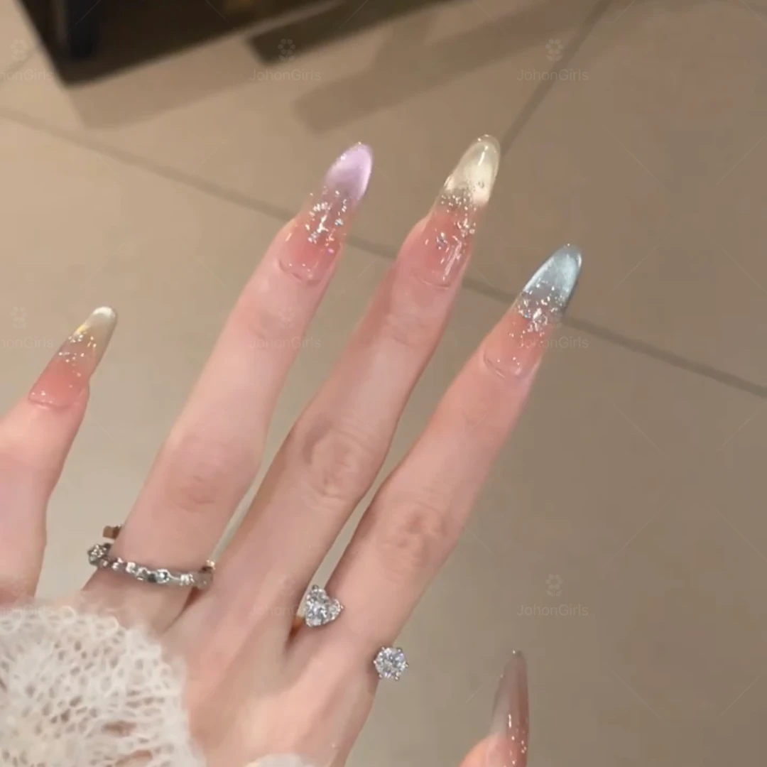JohonGirls'/琴岛小嫚【彩霞幻梦】手工穿戴甲法式猫眼显白高级美甲