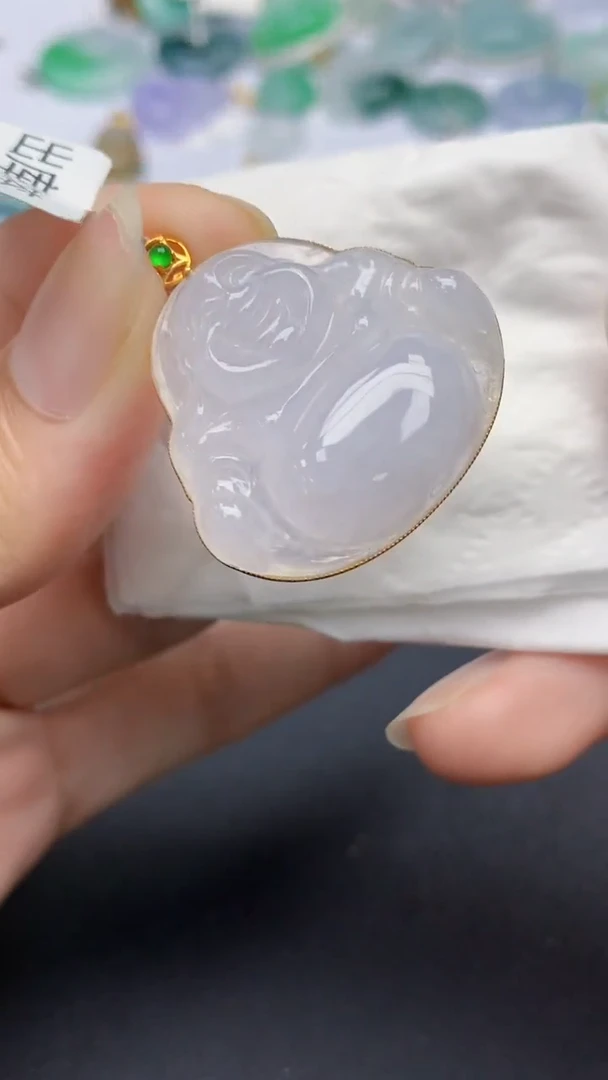 翡翠18K金镶嵌颈饰天然缅甸a货翡翠百元以上9元证书费自理