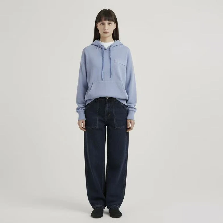 微胖mm春秋新款简约文艺百搭纯色连帽卫衣上衣女  2607