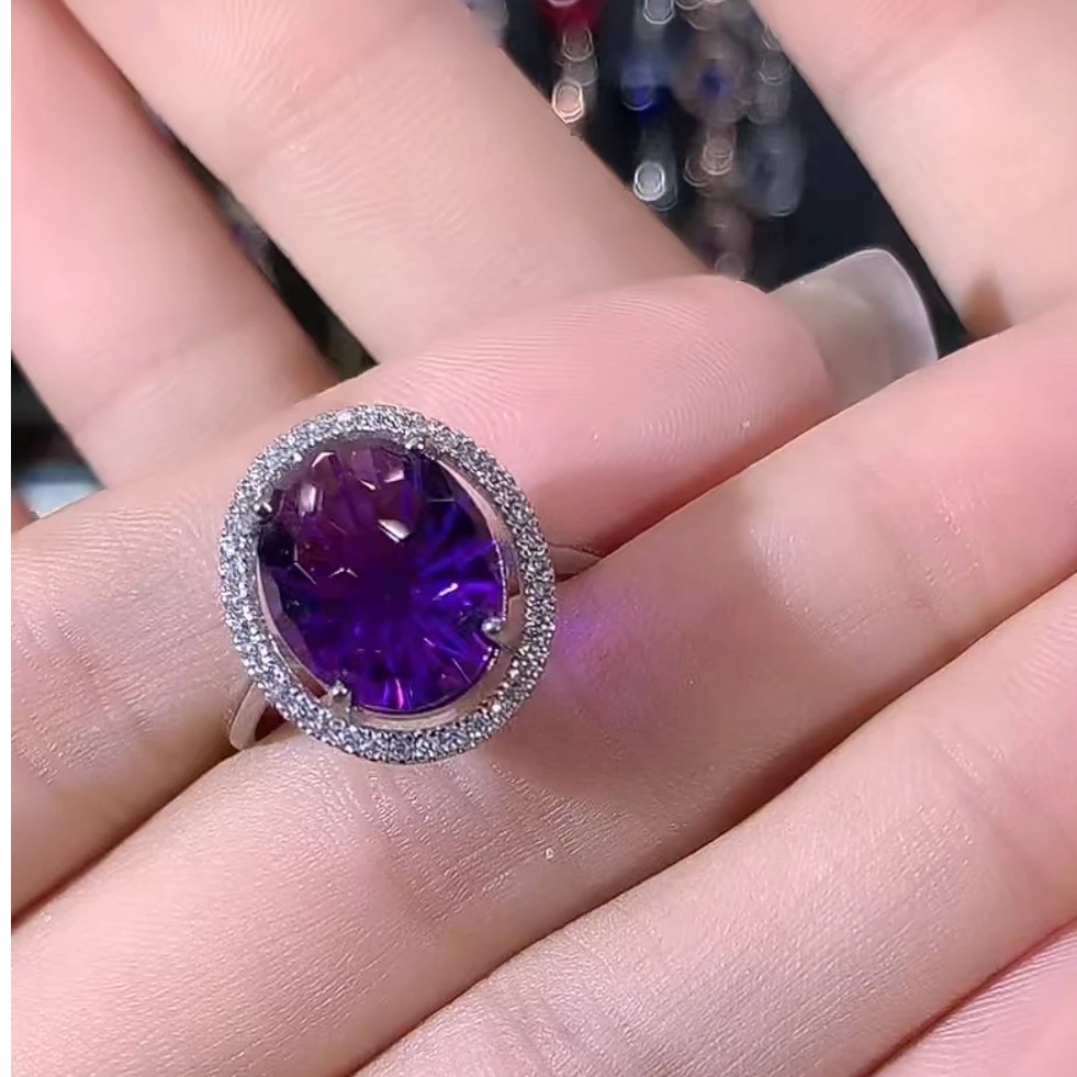 925银戒指   S925银戒指 大克拉重工 精切高品质 紫色精品戒指