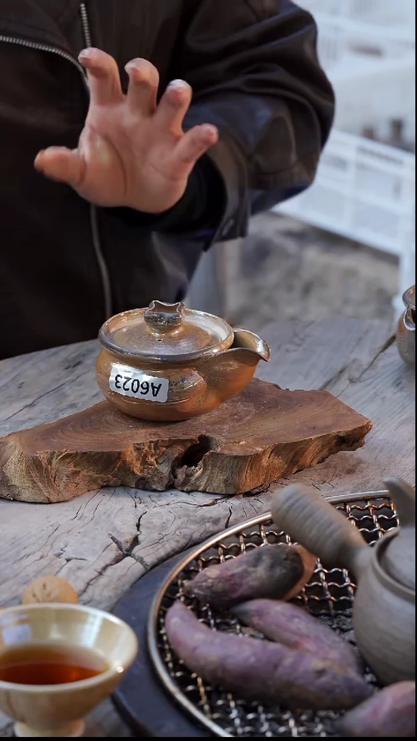 瓷片柴烧手工宝瓶A6023