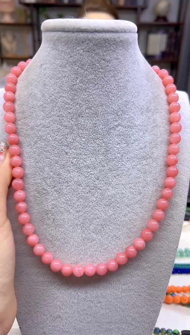 未镶嵌菱锰矿（红纹石）项链DIY款X614