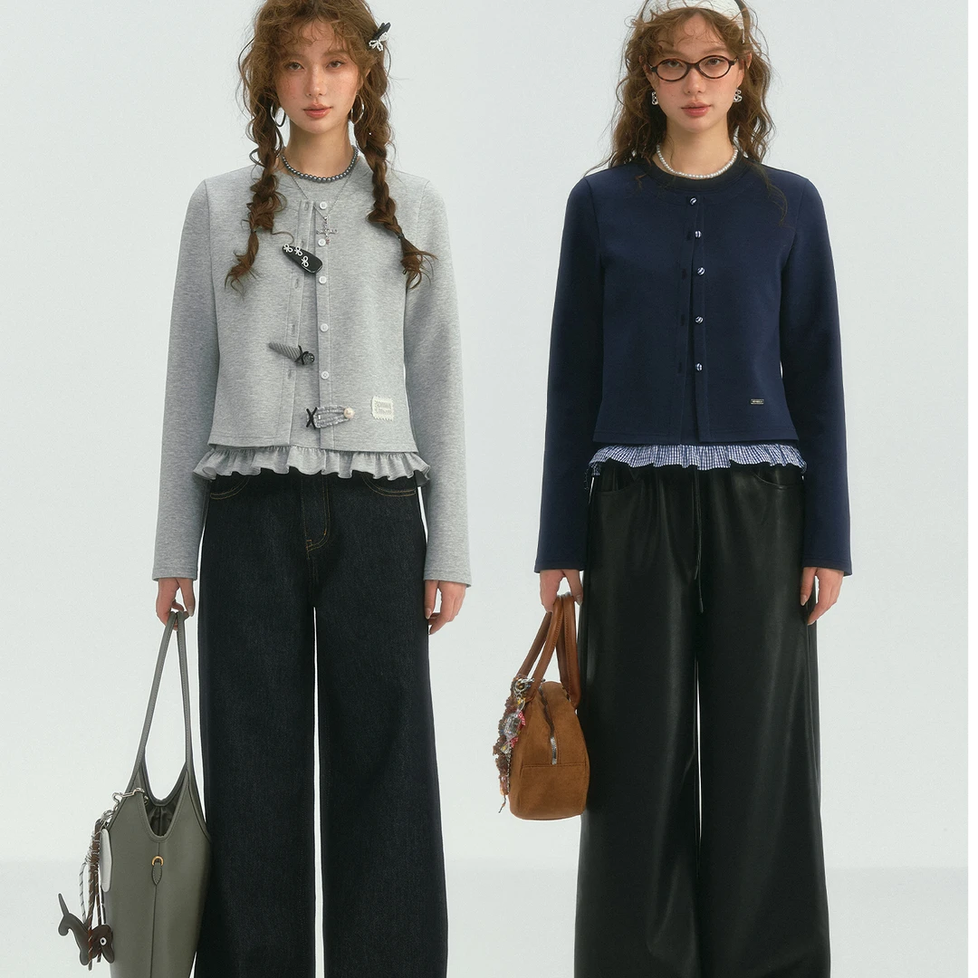 SOMESOWE假两件圆领花边上衣