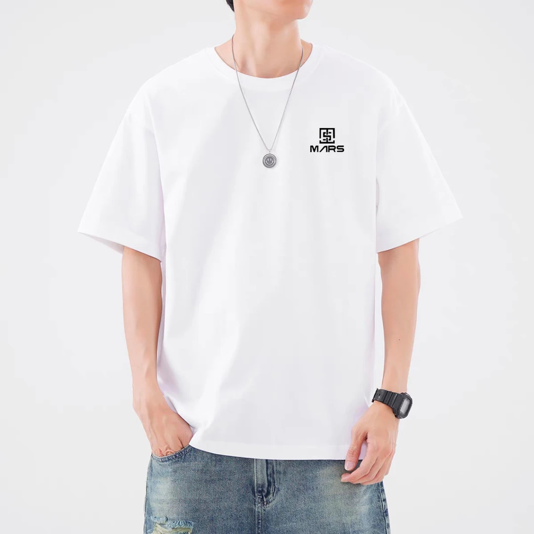 短袖T恤半袖白色上衣夏季圆领百搭纯棉潮流纯色休闲男士