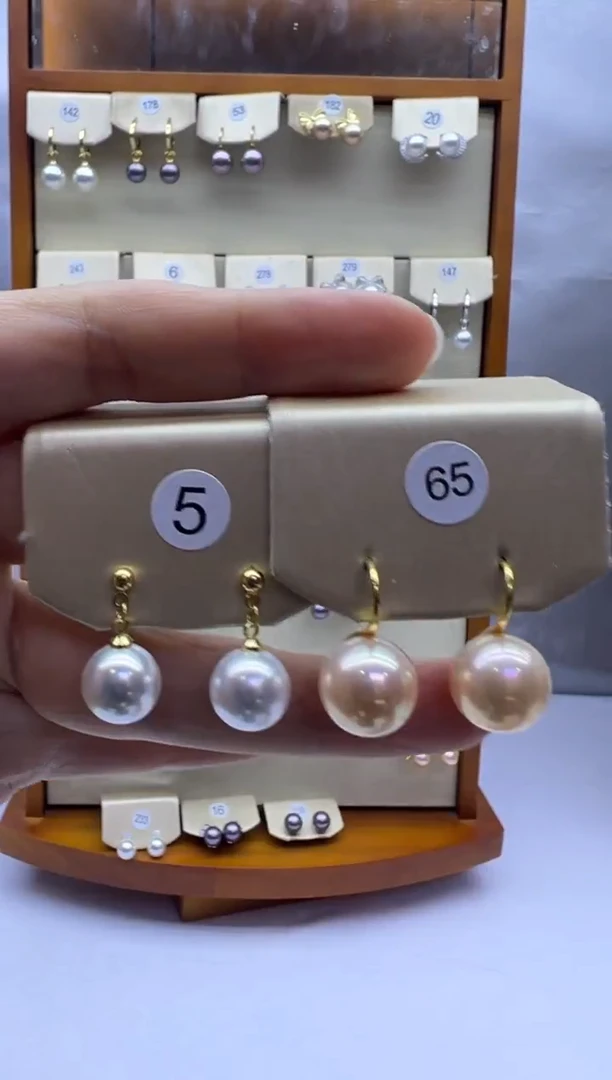 未镶嵌耳饰淡水珍珠65+5