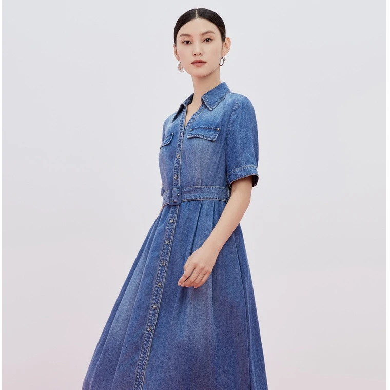 【安雅专属】CADIDL卡迪黛尔夏季时尚天丝牛仔裙连衣裙女裙