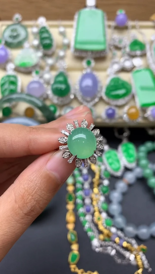 翡翠戒指18K金镶嵌428-中国好珍宝