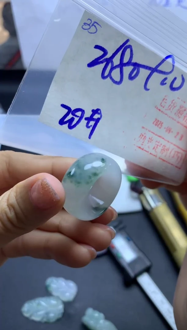 未镶嵌定制翡翠35扳指戒指20*2690元毛货需精抛光