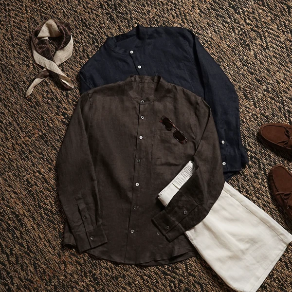 MBNL-F「素麻序」秦磊男装顶奢诺曼底100麻松弛感衬衫LL-SCS3027