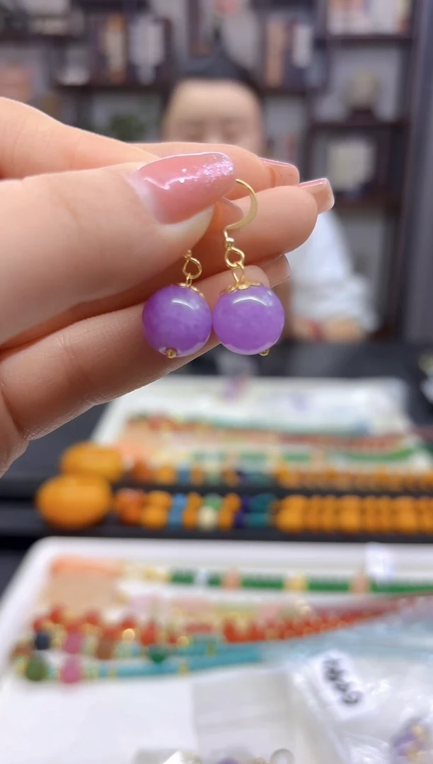 【闪购商品】翡翠耳饰14K金镶嵌耳勾E494