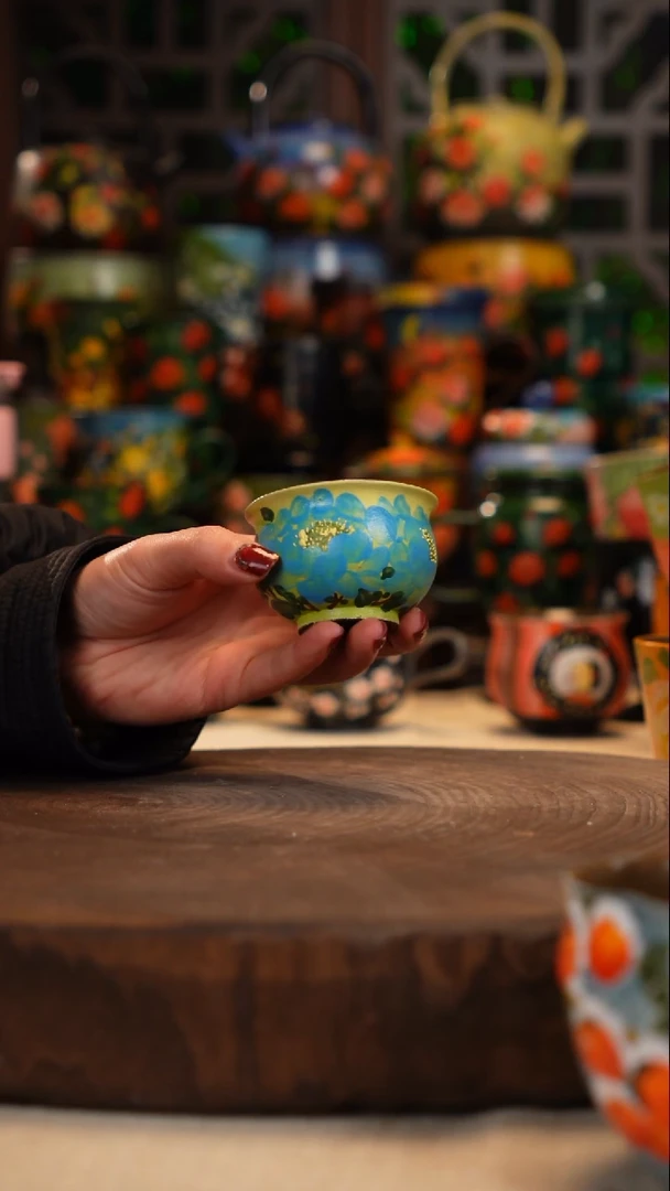 紫砂油画釉下彩手绘