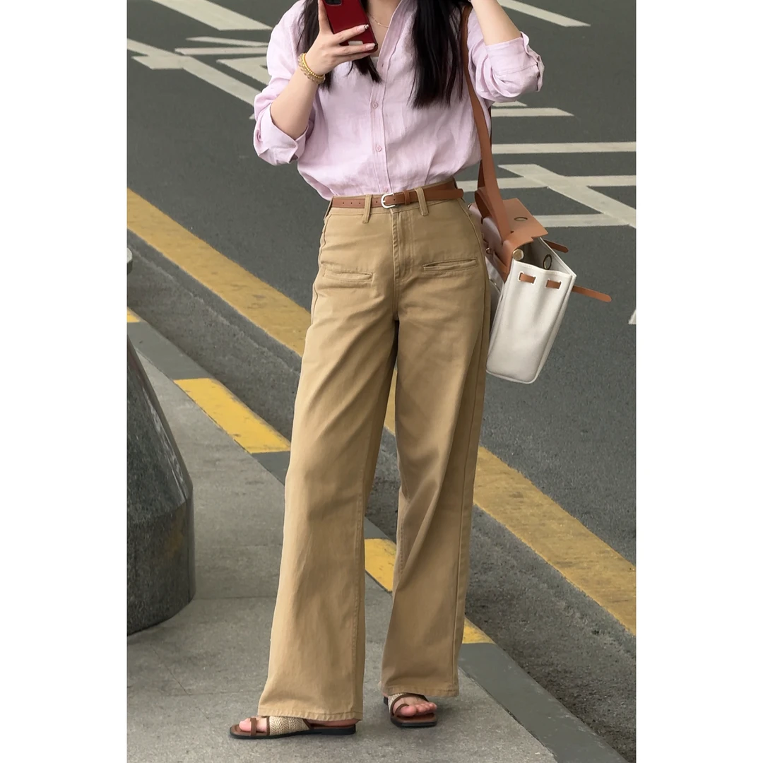 Yihouse【英伦街头】简约纯色阔腿裤女时尚百搭宽松版裤子Y8217