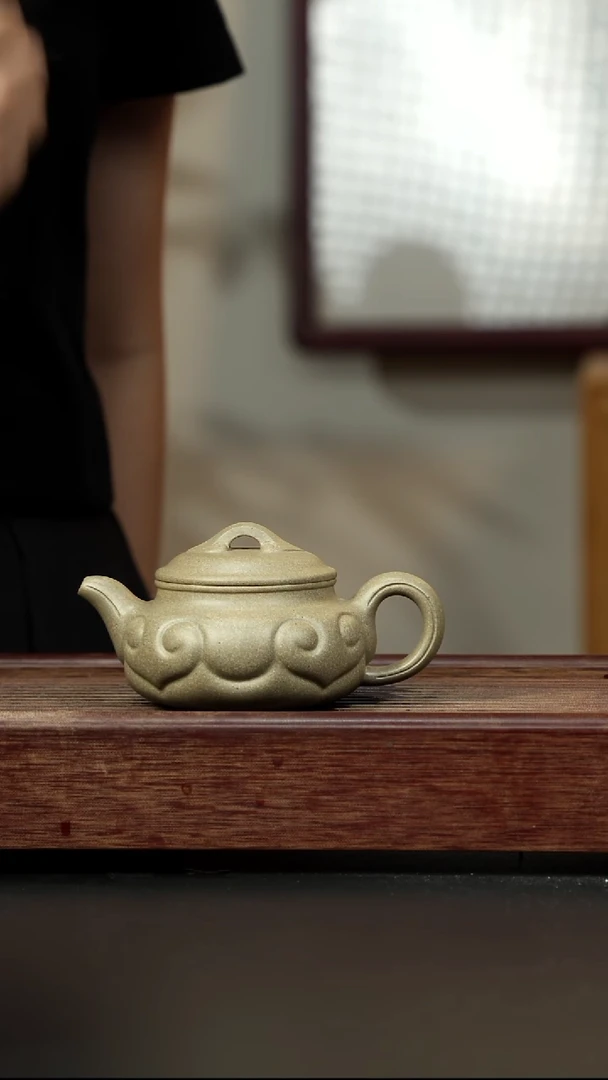 紫砂茶壶青段 仿古如意孤品