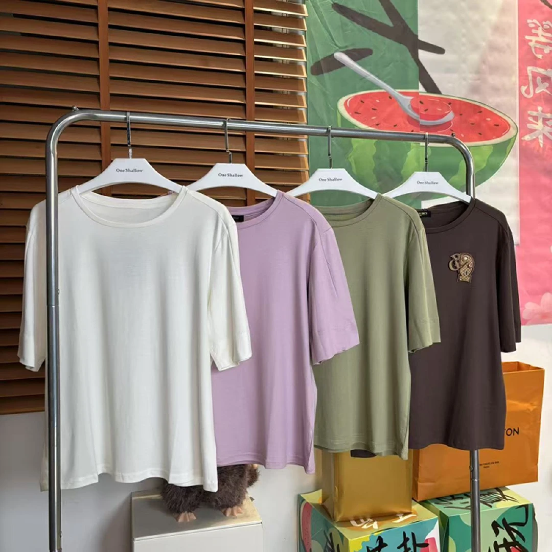 夏季圆领纯色宽松百搭短袖T恤6208