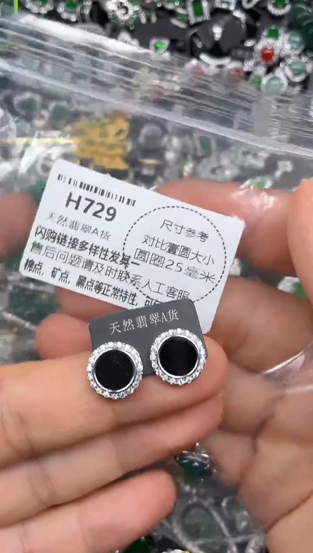 颈饰未镶嵌翡翠H729耳钉