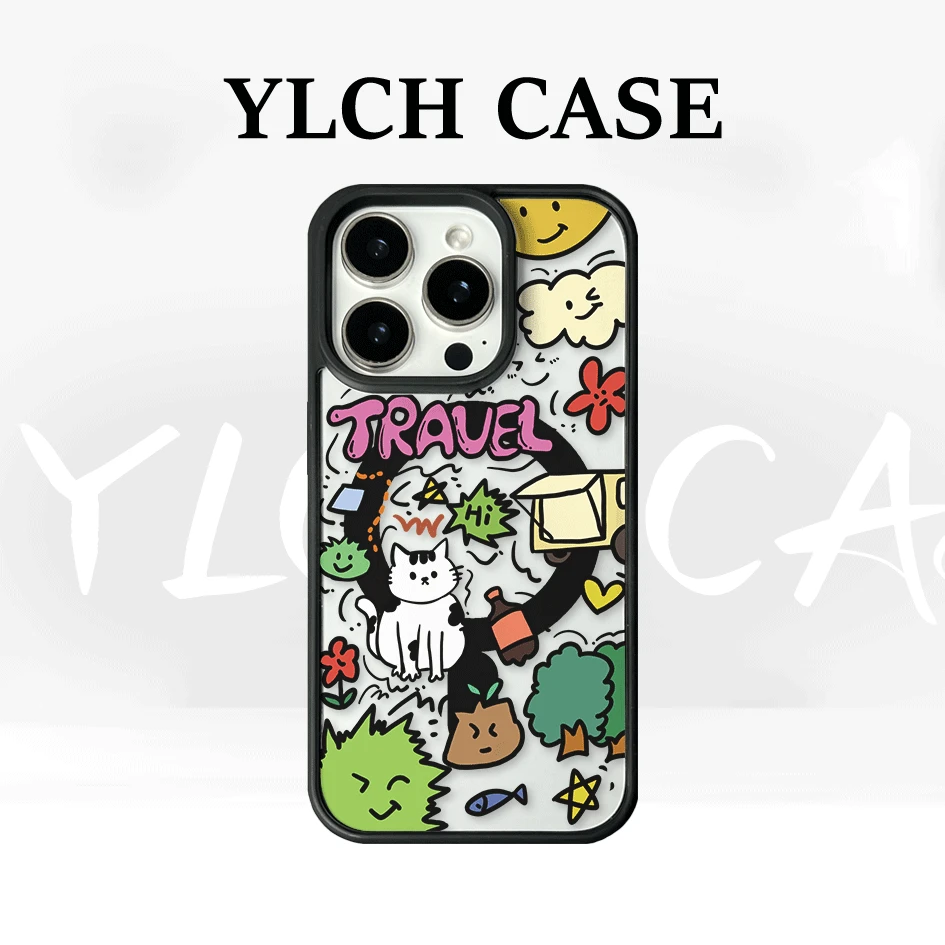 涂鸦露营小狗磁吸适用苹果iPhone16promax/15plus/14/13pro手机壳