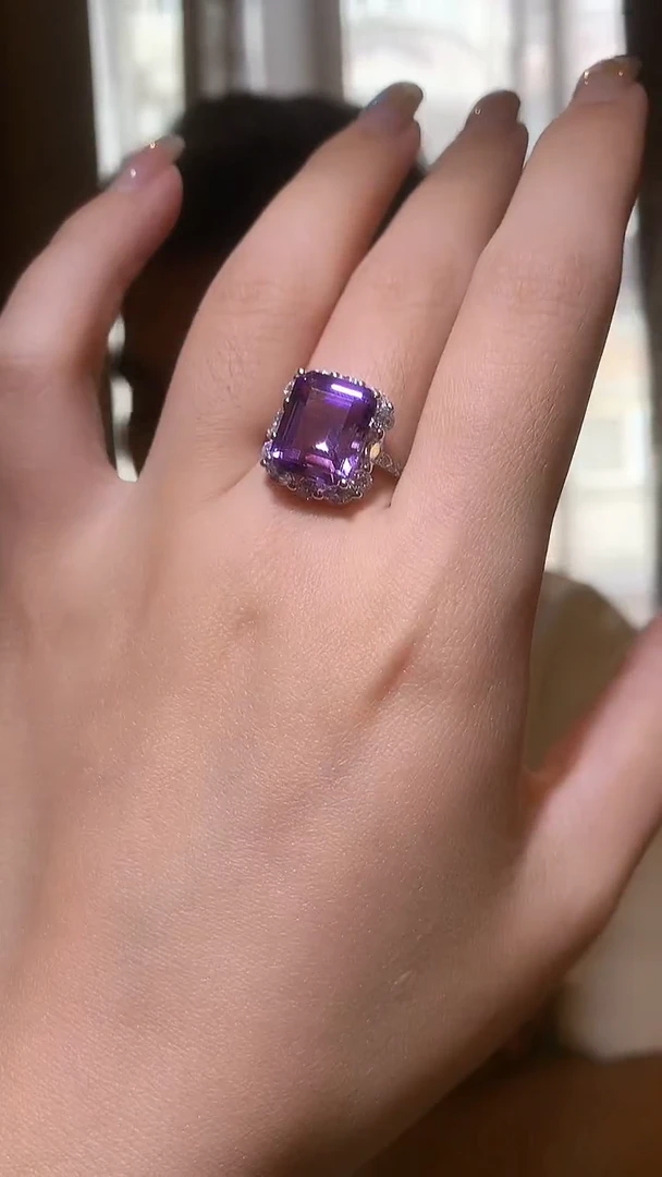 银S925镶嵌戒指水晶【宝石世家严选】