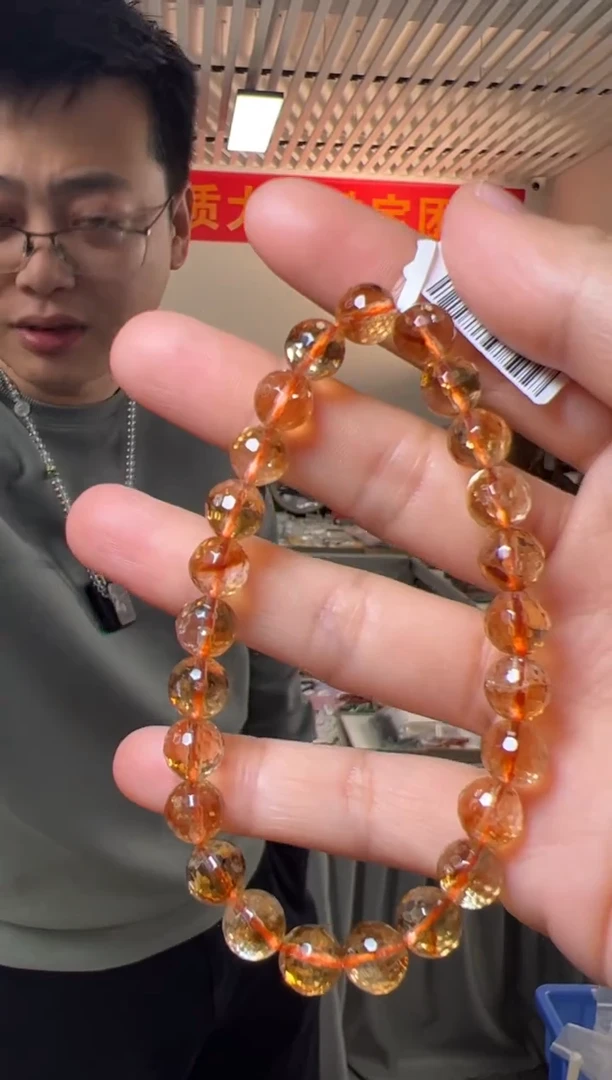 【闪购商品】水晶手串未镶嵌约7-8mm黄水晶切割单圈手串