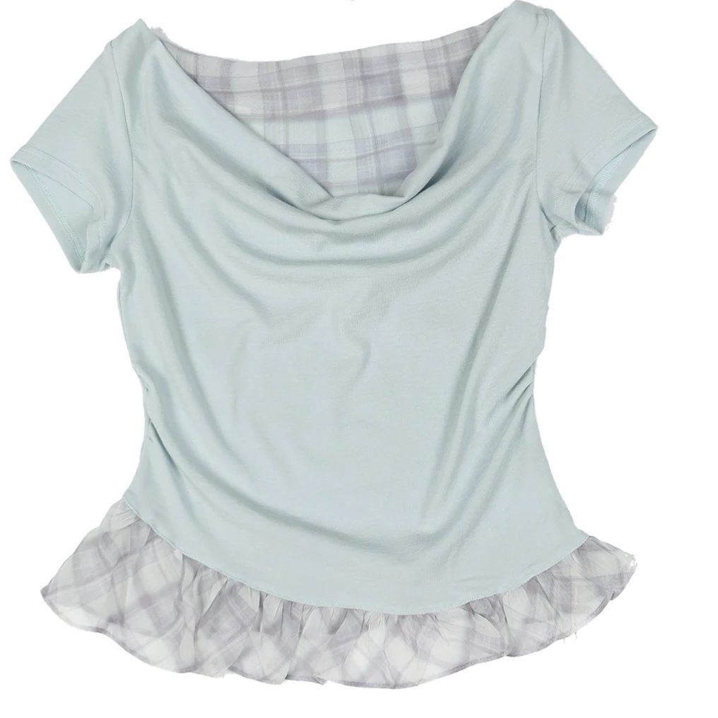 113* CENTRALIZED SHOP夏季褶皱条纹荡领T恤X5F27D5872