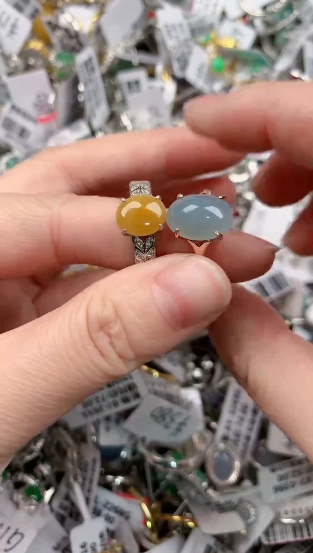 银S925镶嵌戒指翡翠14        9