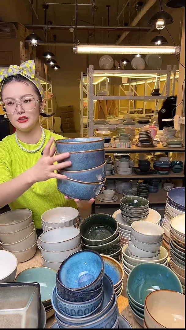 瓷55外贸尾货窑变釉下彩默认瑕疵