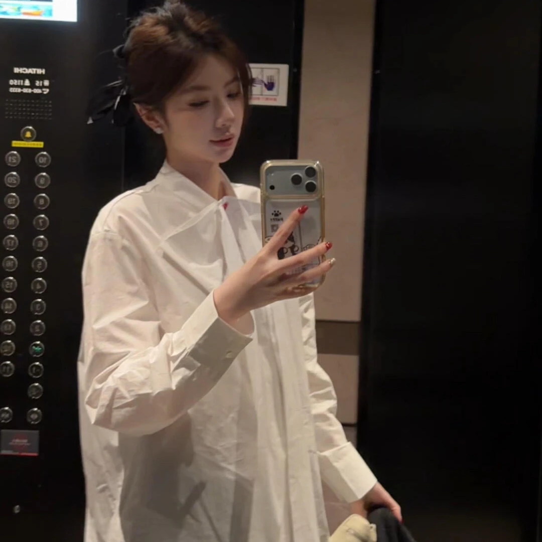 设计感外穿宽松长袖衬衫洋气休闲百搭气质显瘦性感长裤辣妹两件套