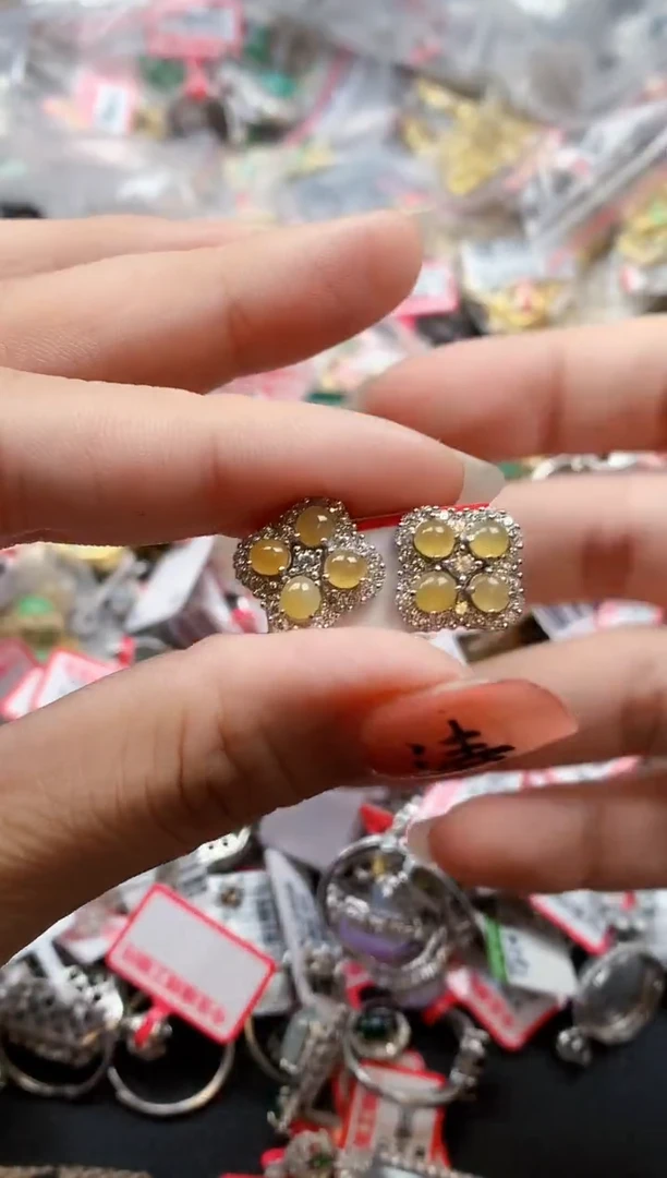 银S925镶嵌戒指翡翠天然A货缅甸翡翠