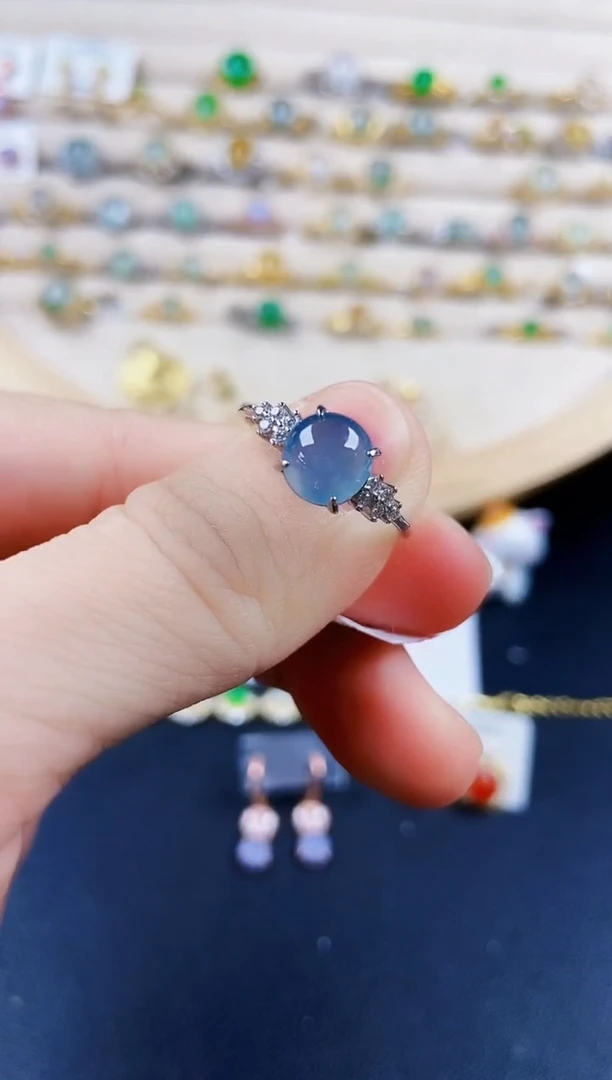 翡翠戒指银S925镶嵌234998