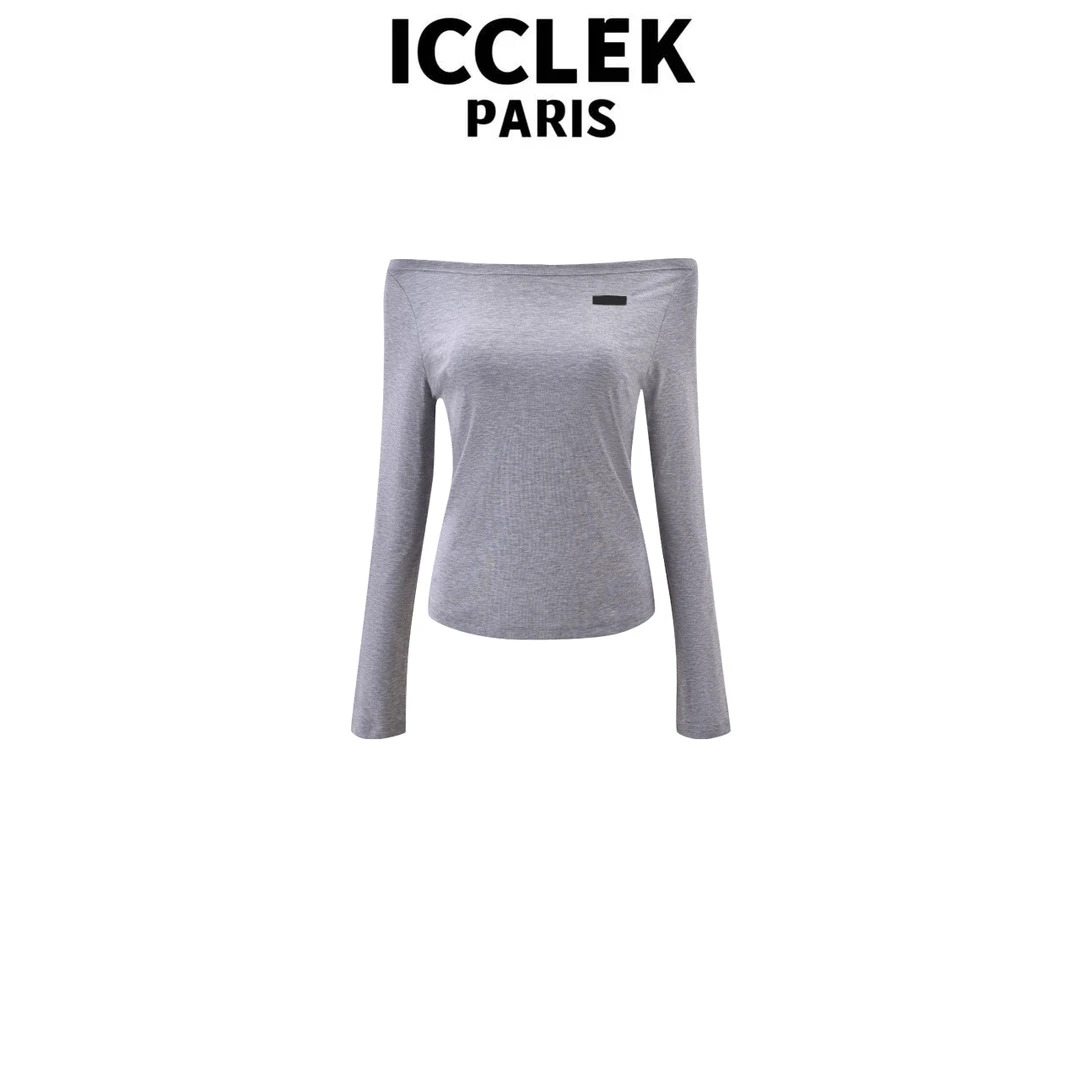 ICCLEK 灰色纯色休闲上衣设计感洋气百搭显瘦衬衫小众气质 - 5871