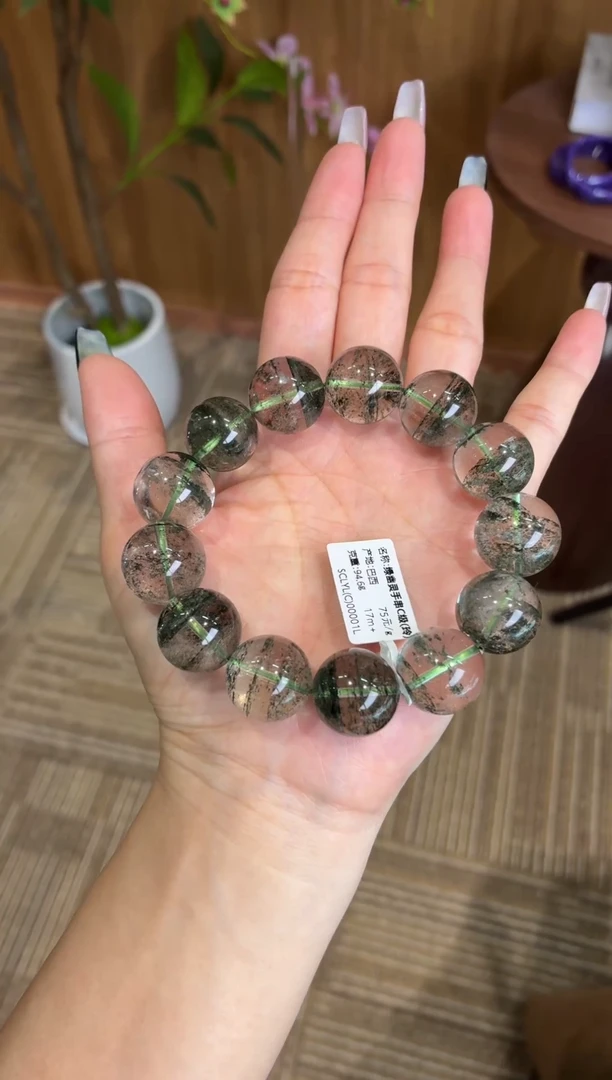 未镶嵌手串水晶绿幽灵手串17m+