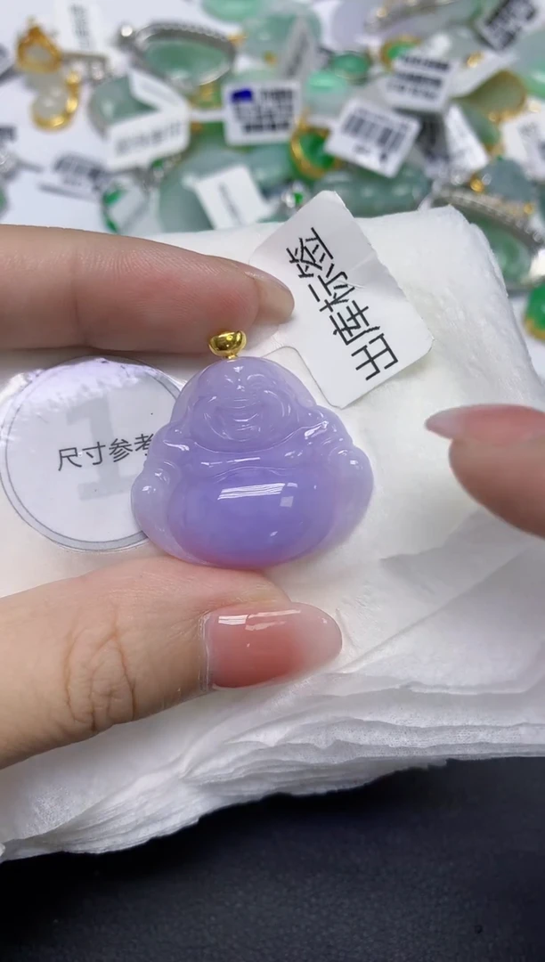 颈饰18K金镶嵌翡翠天然缅甸翡翠A货多样性发一件