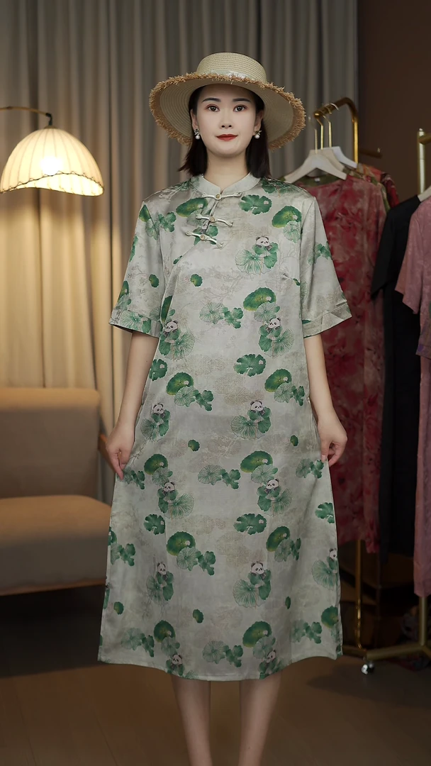 214-新中式气质女装中老年时尚提花中式宽松优雅印花显瘦