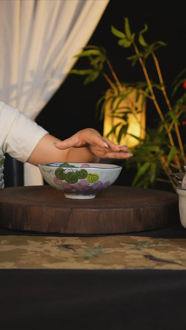 碗景德镇手工手绘高温釉下彩可进蒸箱烤箱洗碗机