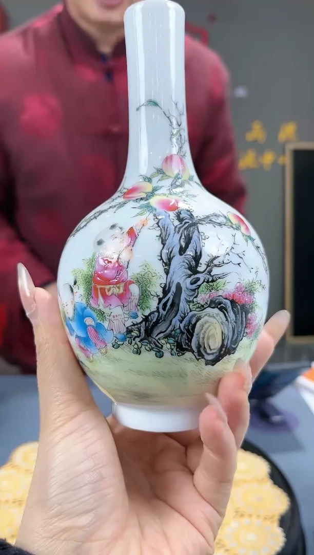 【闪购商品】官窑瓷画院712官窑瓷画院童子献寿赏瓶