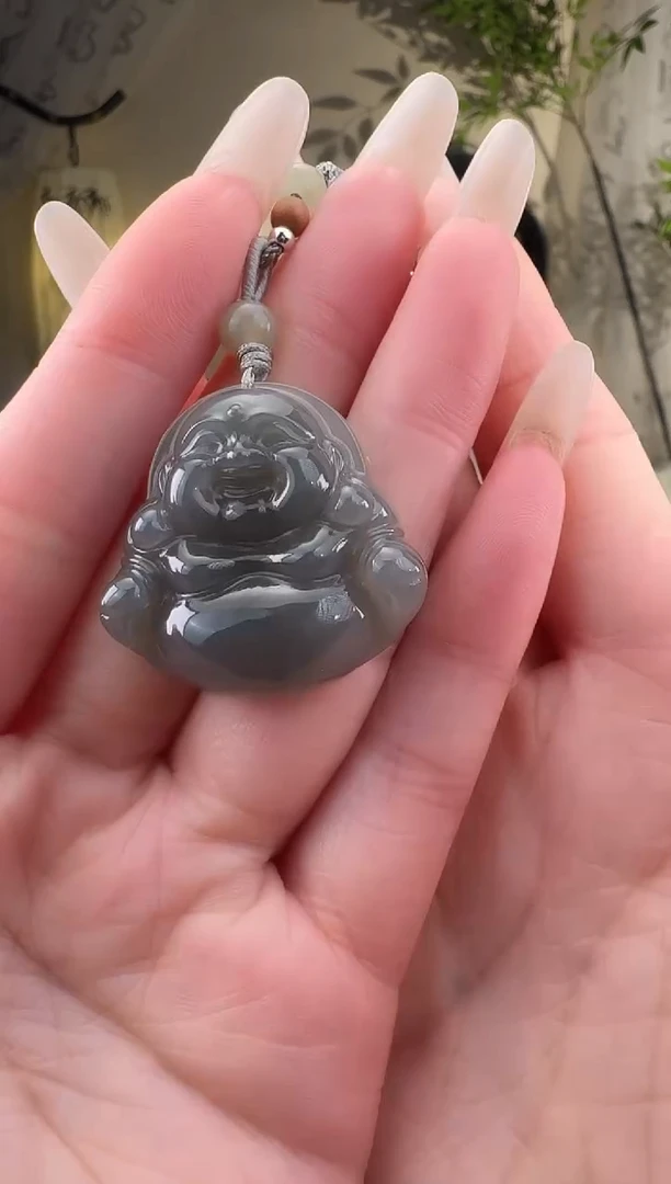 和田玉未镶嵌颈饰30烟紫佛公