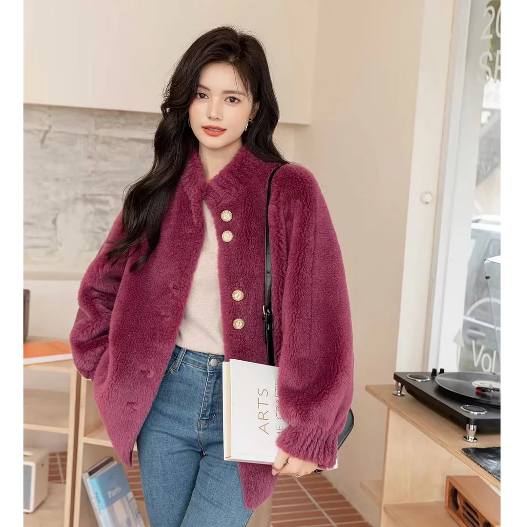 十二篮秋冬新款时尚静奢宽松显瘦保暖半高领毛呢外套7C53510020