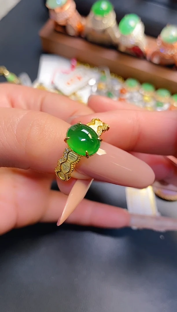 银S925镶嵌戒指翡翠天然