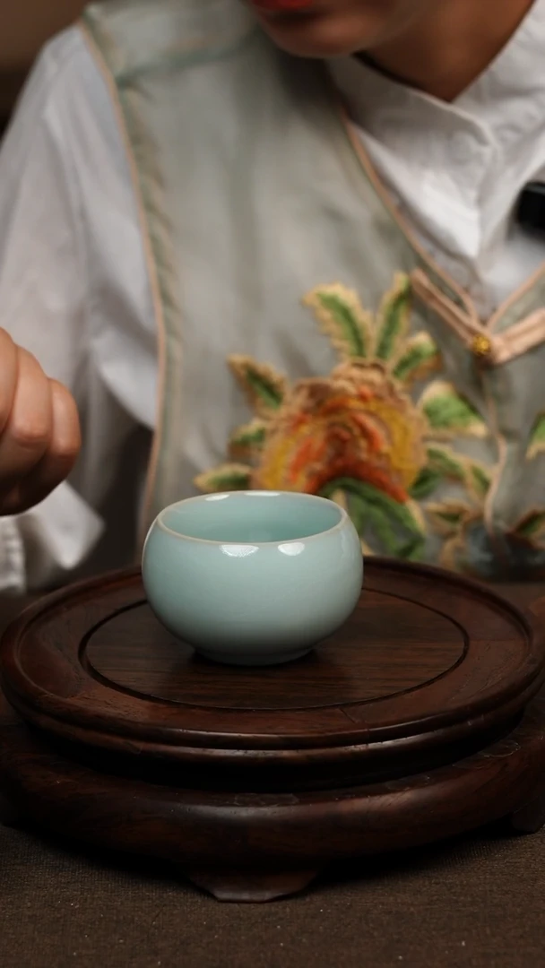 瓷片天青色禅定杯 80ML微瑕不带礼盒