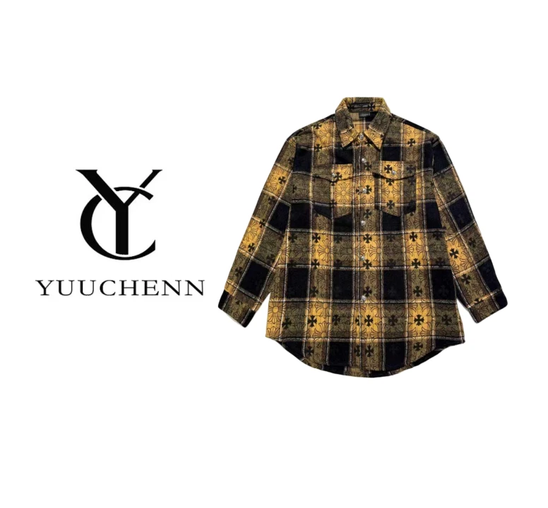 【YUUCHENN】-撞色格子衬衫高级感翻领长袖衬衣叠穿内搭外套-CS0617