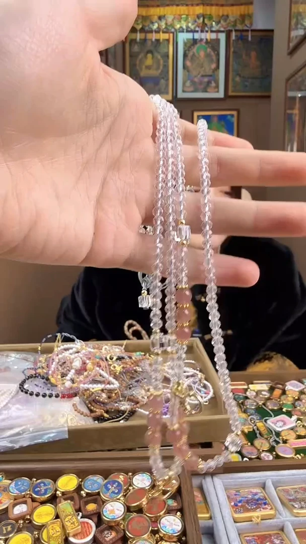 吊坠水晶唐卡链-热贡纯手绘唐卡