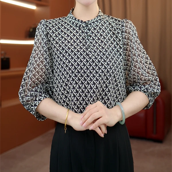 2025新款原版正品轻奢气质衬衫女夏高端时尚女士洋气七分袖衬衣