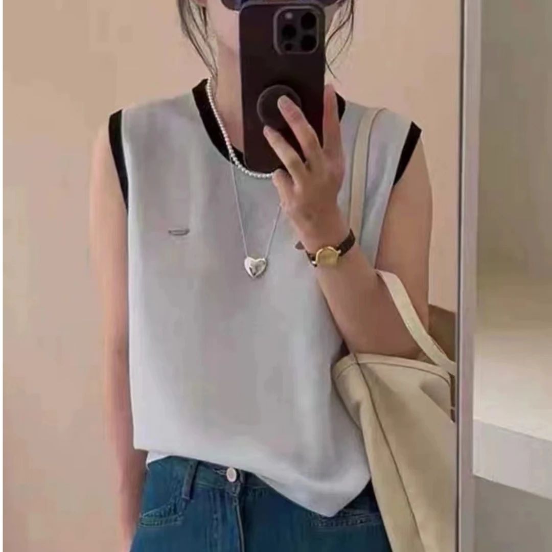 569款连袖拼青色T恤款