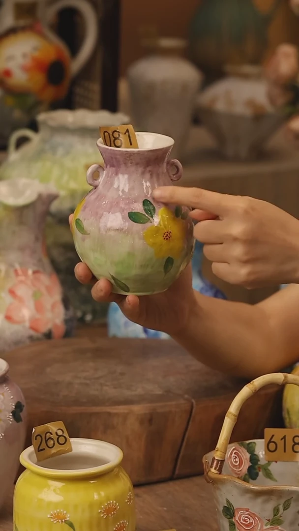 陶瓷081景德镇设计师手作花器摆件侘寂风