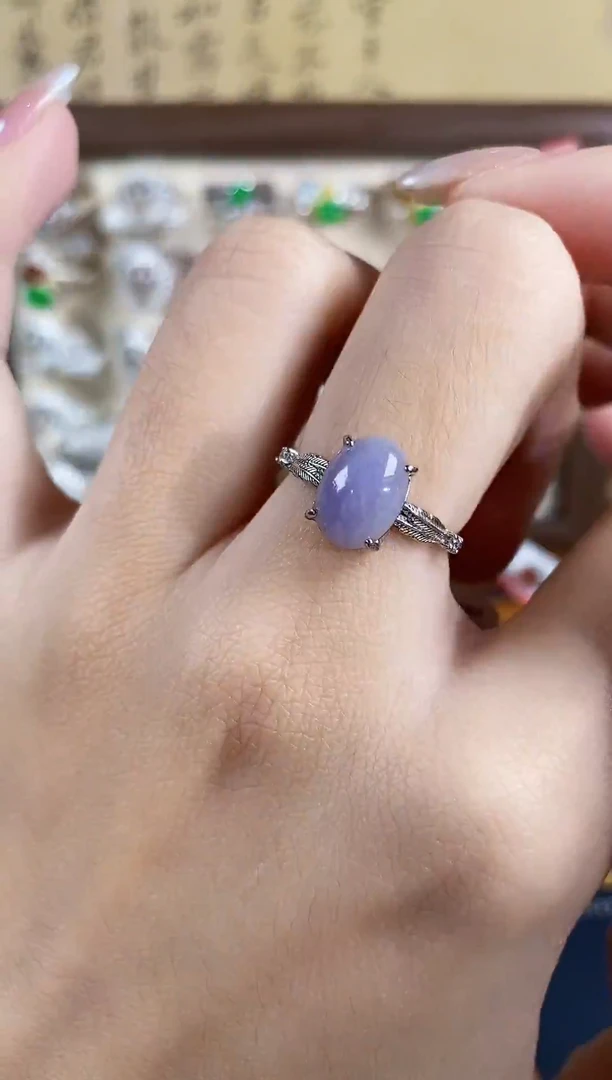 银S925镶嵌戒指翡翠 天然A货翡翠2