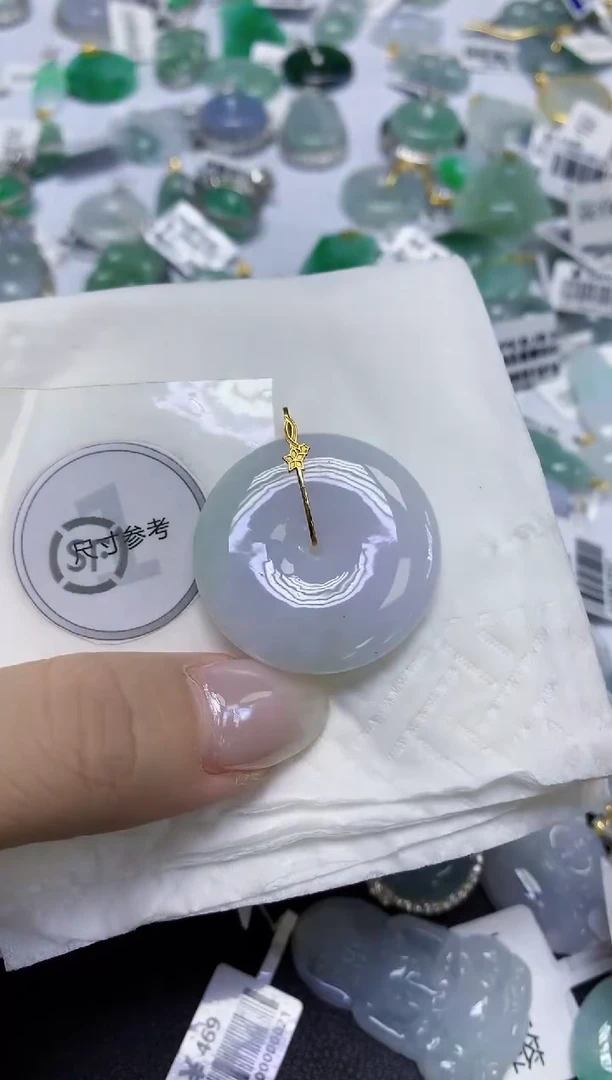 颈饰18K金镶嵌翡翠天然缅甸翡翠A货百元以上9元证书费自理