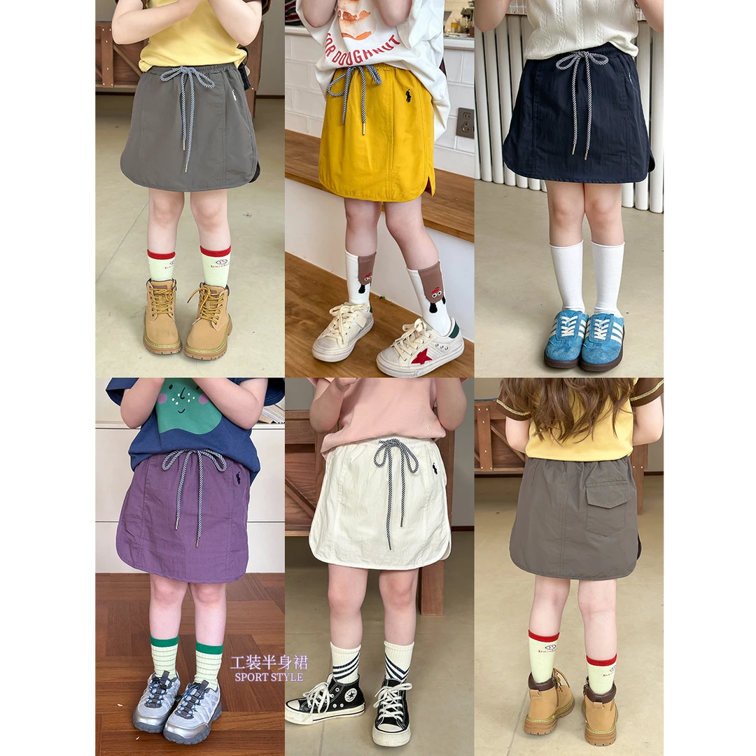 现货 防走光【锦棉】夏季女童短裙儿童夏装工装裙女童裙子25B011