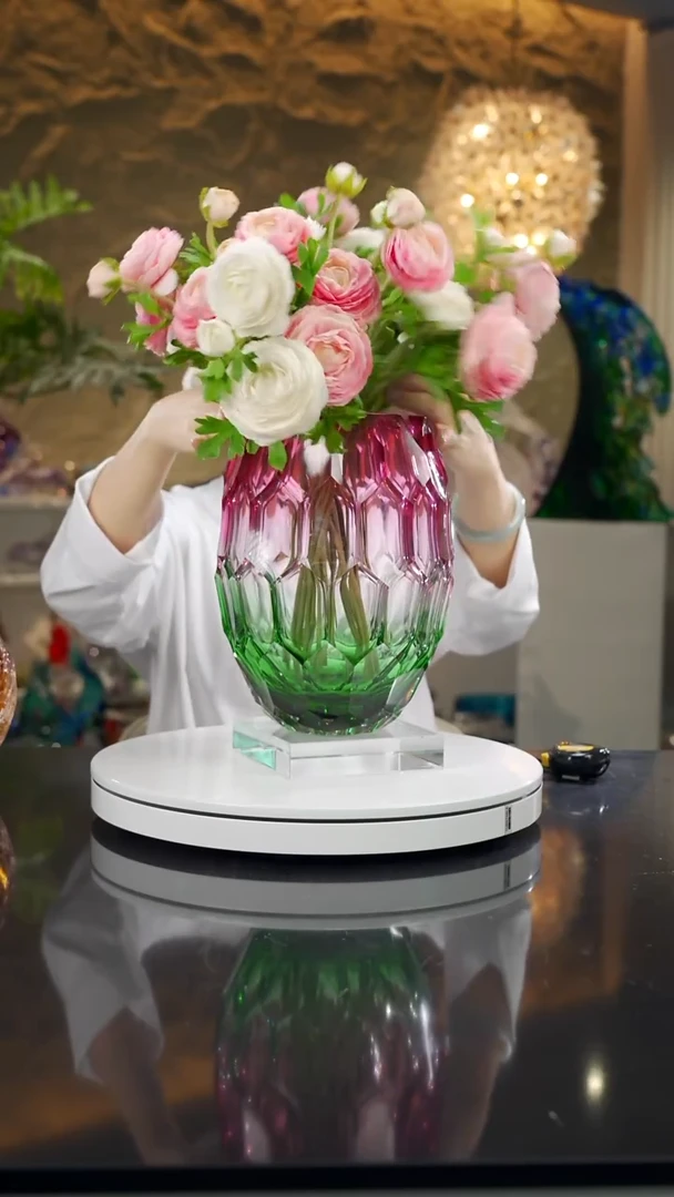 福利金红绿凹面花瓶