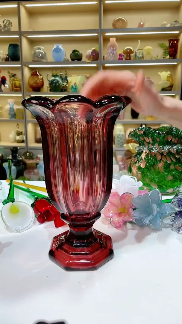 琉璃大号紫红风灯花瓶 微瑕