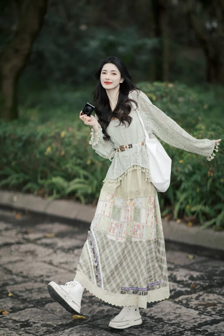 森女部落波西米亚风套装镂空流苏上衣女半身裙春新款森系裙子女装